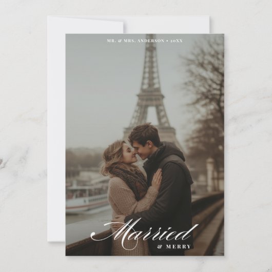 書道と結婚したメリークリスマスの写真 シーズンカード (正面)