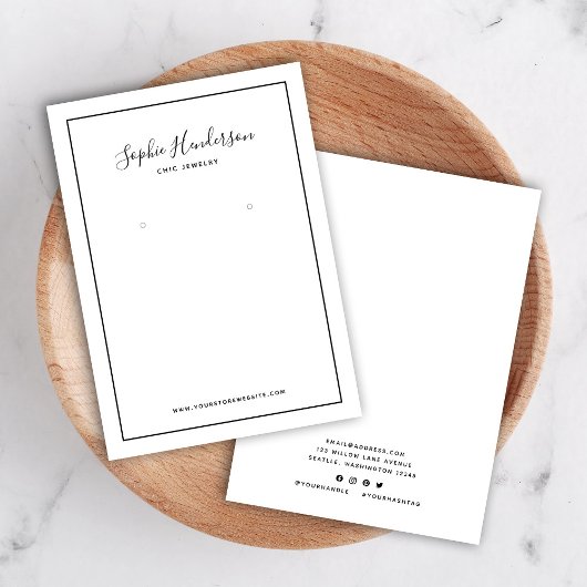 書道と黒の縁どイヤリングディスプレイカード