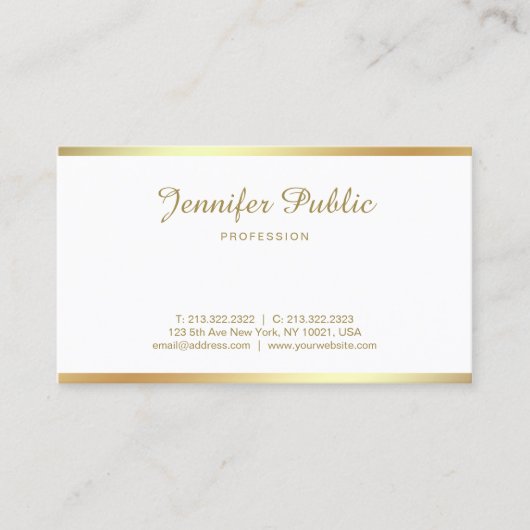 書道のエレガントな手書きの金ゴールドの原稿のフォント 名刺 (正面)