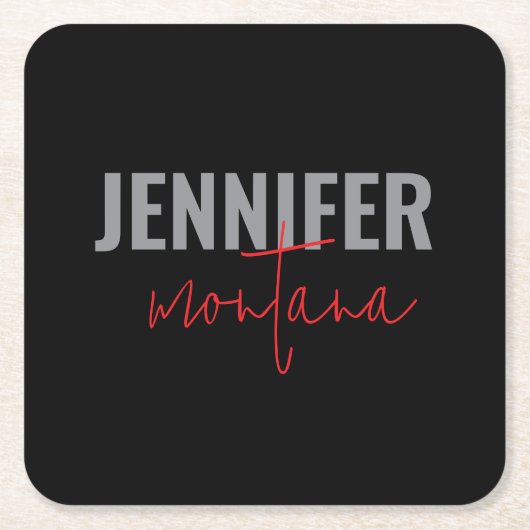 書道のエレガントプレーン独自の名前を追加 スクエアペーパーコースター (正面)