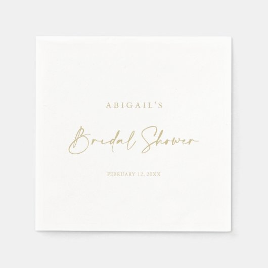 書道のエレガントモダン金ゴールドブライダルシャワー スタンダードカクテルナプキン (正面)