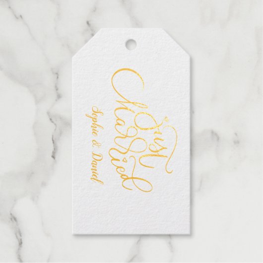 書道のカスタマイズエレガント可能なたった今結婚しました ギフトタグ (正面)