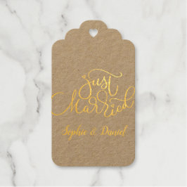 書道のカスタマイズエレガント可能なたった今結婚しました ギフトタグ