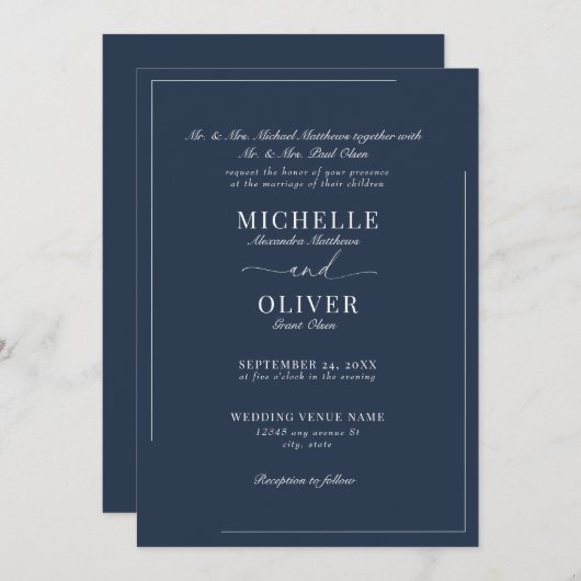 書道のクラシックモダン結婚式招待状 招待状 (正面/裏面)