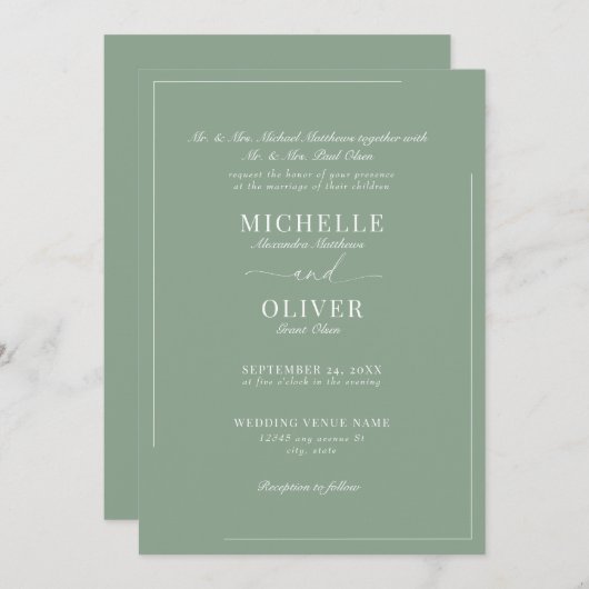 書道のクラシックモダン結婚式招待状 招待状 (正面/裏面)