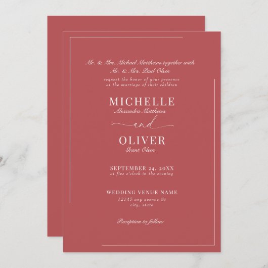 書道のクラシックモダン結婚式招待状 招待状 (正面/裏面)