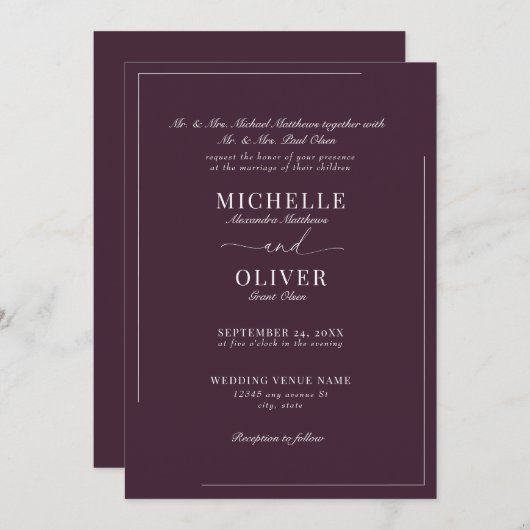 書道のクラシックモダン結婚式招待状 招待状 (正面/裏面)