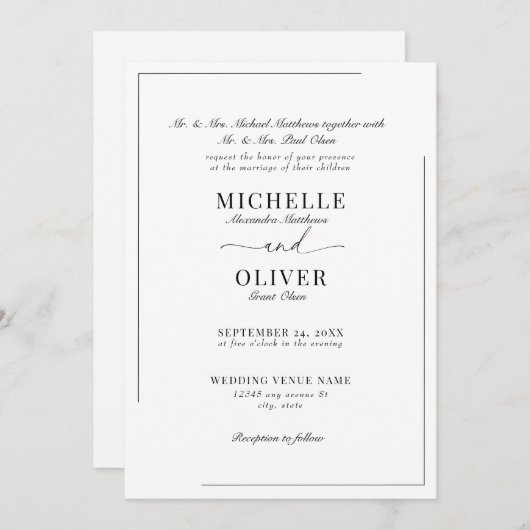 書道のクラシックモダン結婚式招待状 招待状 (正面/裏面)