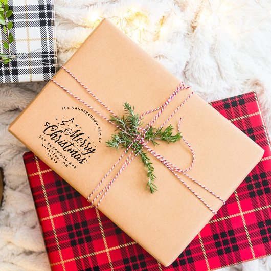 書道のスクリプトカスタムクリスマス差出人住所 ラバースタンプ