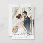 書道のスクリプトnewlyweds結婚の写真 サンキューカード (正面)