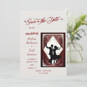 書道のダンス対照的な色の写真結婚の セーブザデート (スタンド正面)