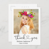 書道のハート大学院のスクエア写真ありがとう ポストカード (正面/裏面)