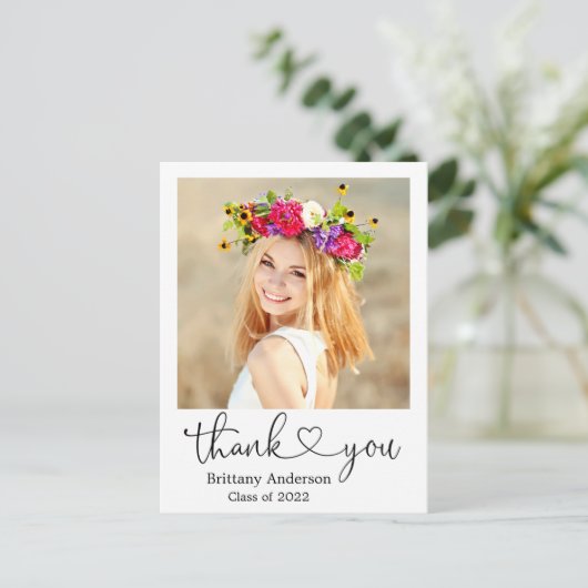 書道のハート大学院のスクエア写真ありがとう ポストカード (スタンド正面)