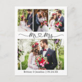 書道のハート結婚のお礼4枚の写真  ポストカード (正面)