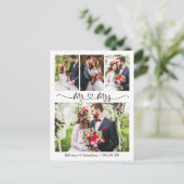 書道のハート結婚のお礼4枚の写真  ポストカード (スタンド正面)