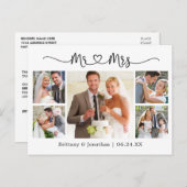 書道のハート結婚の5枚写真ありがとう ポストカード (正面/裏面)