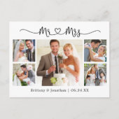 書道のハート結婚の5枚写真ありがとう ポストカード (正面)