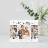 書道のハート結婚の5枚写真ありがとう ポストカード (スタンド正面)