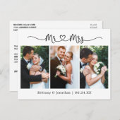 書道のハート結婚3枚の写真ありがとう ポストカード (正面/裏面)