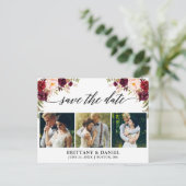 書道のバーガンディの花柄の保存日付3の写真 案内ポストカード (スタンド正面)