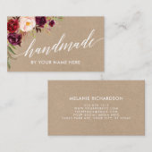 書道のバーガンディ花のハンドメイドのクラフトのスタイル 名刺 (正面/裏面)
