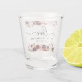 書道のバーガンディ花愛結婚式 ショットグラス (裏面)