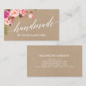 書道のピンクの花のハンドメイドのクラフトのスタイル 名刺 (正面/裏面)