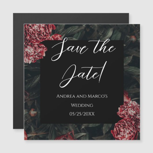 書道のフローラゴシック結婚式の日付を保存 マグネット招待状 (正面/裏面)