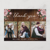 書道のフローラ結婚の木素朴材ありがとう ポストカード (正面)