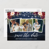 書道のブルーウッドフローラセーブザデート ポストカード (正面/裏面)