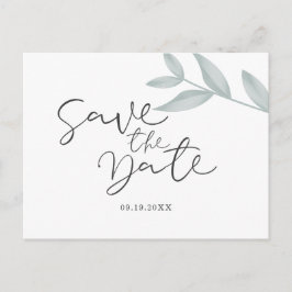 書道のボタニカルウェディング日付を保存 案内ポストカード