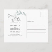 書道のボタニカルウェディング日付を保存 案内ポストカード (裏面)