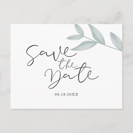 書道のボタニカルウェディング日付を保存 案内ポストカード (正面)