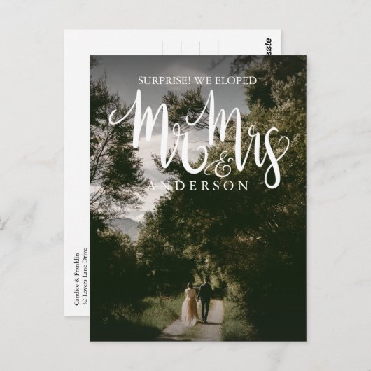 書道のミセス結婚の発表の失敗 ポストカード (正面/裏面)