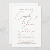 書道のモカと白いカップルのシャワーをスクリプト 招待状 (正面/裏面)