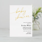 書道のモダンベビーシャワー 箔招待状 (立ち正面)