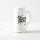 書道のライオン(黒) ビールジョッキ (正面右)