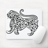 書道のライオン(黒) マウスパッド (マウス)