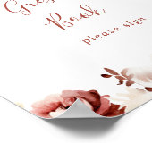 書道の優雅なフローラゲストブックサイン ポスター (角)