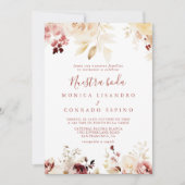 書道の優雅なフローラヌエストラ結婚ボダ 招待状 (正面)