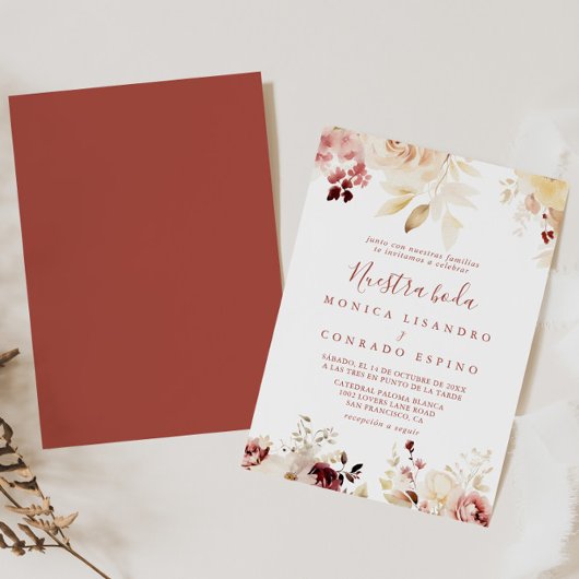 書道の優雅なフローラヌエストラ結婚ボダ 招待状