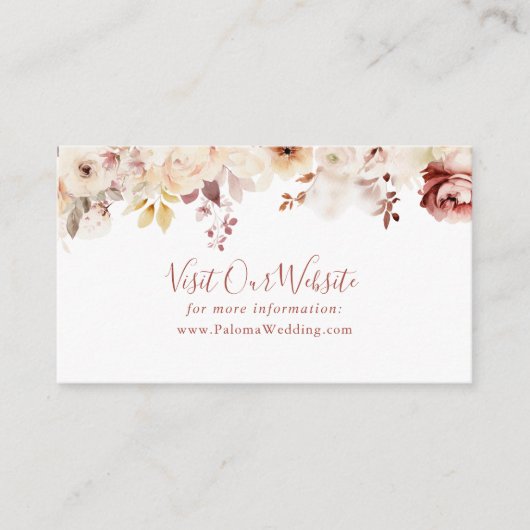 書道の優雅なフローラ結婚のウェブサイト エンクロージャーカード (正面)