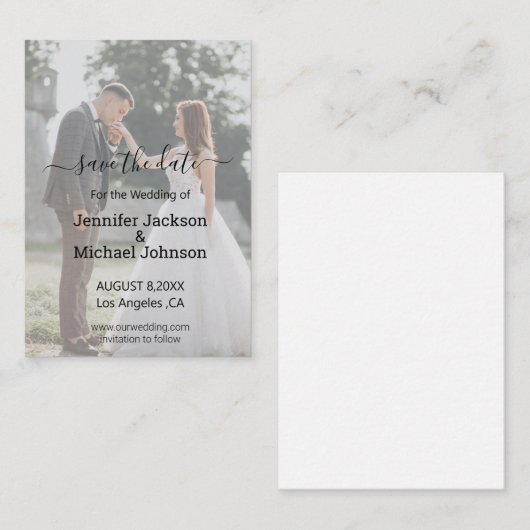 書道の写真の招待状結婚を保存する ノートカード (正面/裏面)