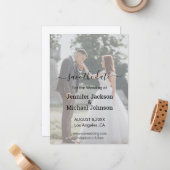 書道の写真の招待状結婚を保存する ノートカード (正面/裏面インサイチュ)