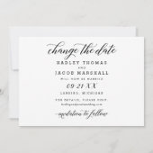 書道の写真モダンの結婚変更 セーブザデート (裏面)