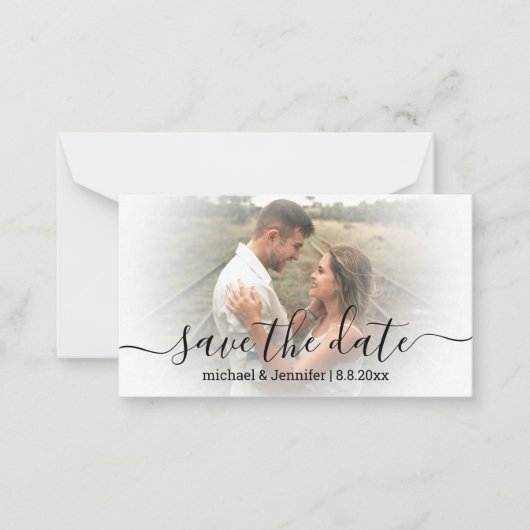 書道の写真モダンを結婚保存する ノートカード (正面)