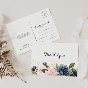 書道の冬のユニークフローラありがとう ポストカード