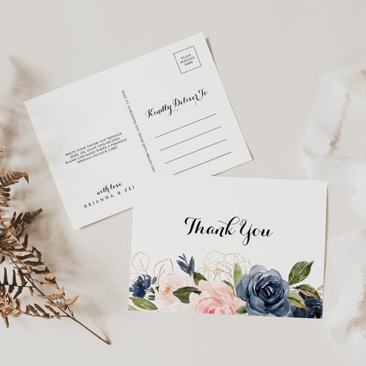 書道の冬のユニークフローラありがとう ポストカード