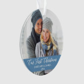 書道の初めてのクリスマスライトブルー オーナメント (正面)