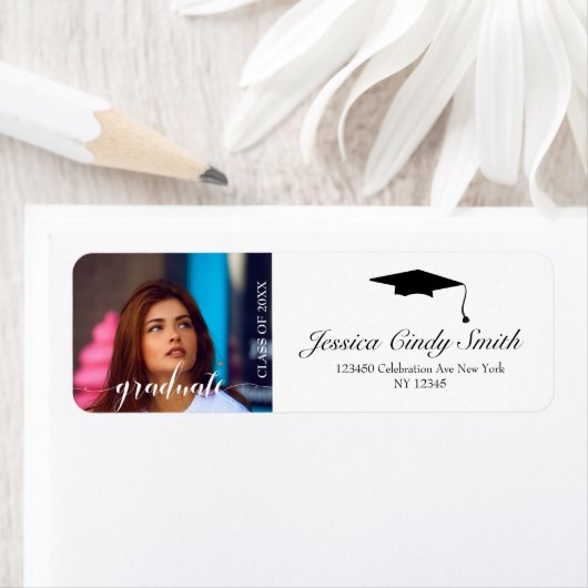 書道の卒業生のカスタマイズ写真のアドレス ラベル (インサイチュ)